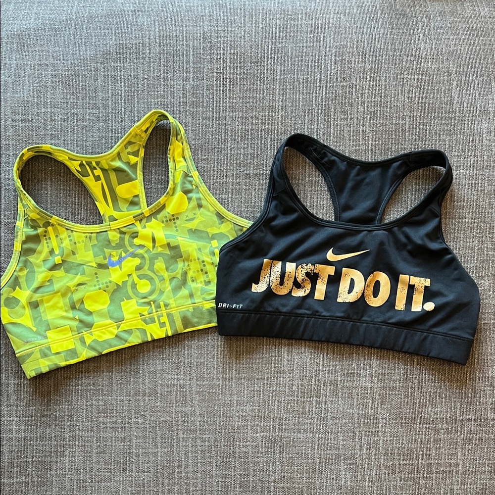 Nike Women’s Racerback Sports Bras - Neon Yellow/Black